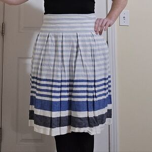 Christopher & Banks Striped Pleated Blue and White Full A Line Women's Skirt 4